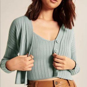 Abercrombie and Fitch * BLACK* Crop Tank and Cardigan Set